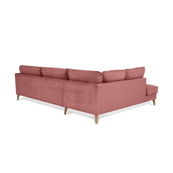 Iš kordinio velveto kampinė sofa rožinės spalvos (su kairiuoju kampu) Paris – Scandic-image-3
