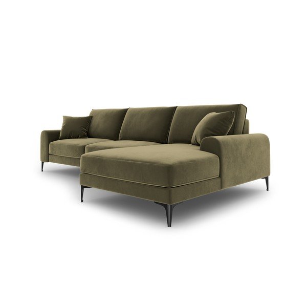 Žalia aksominė kampinė sofa Mazzini Sofas Madara, kampas dešinėje-image-4