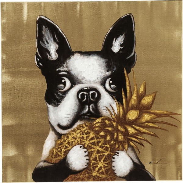Paveikslas šuo su ananasais Kare Design, 80 x 80 cm