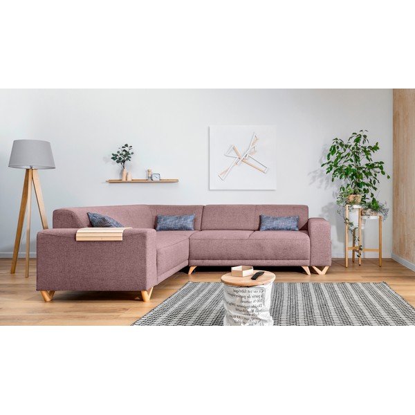 Rožinės spalvos sulankstoma/su sandėliavimo vieta kampinė sofa (su kairiuoju kampu/„L“ formos) Classy Sophie – Miuform-image-1
