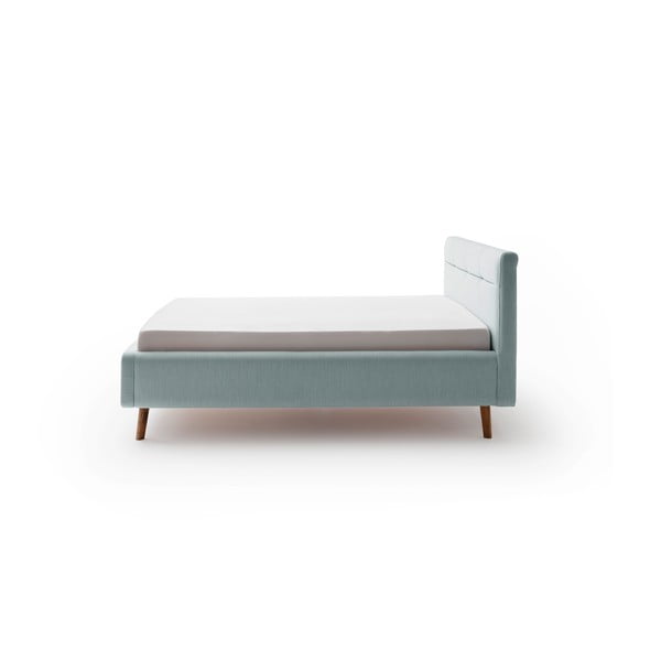 Šviesiai mėlynos spalvos dvigulė lova audiniu dengta su sandėliavimo vieta su lovos grotelėmis 140x200 cm Lotte – Meise Möbel-image-3