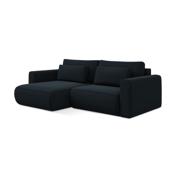 Tamsiai mėlynos spalvos iš velveto sulankstoma/su sandėliavimo vieta kampinė sofa (su kairiuoju kampu/su gultu) Kapua – Makamii-image-3