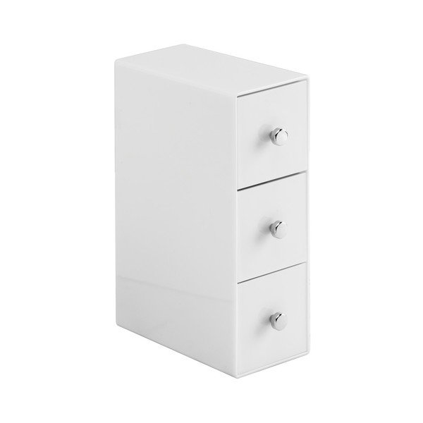 Balta laikymo dėžė su 3 stalčiais "InterDesign Drawers Tower", aukštis 18 cm-image-1