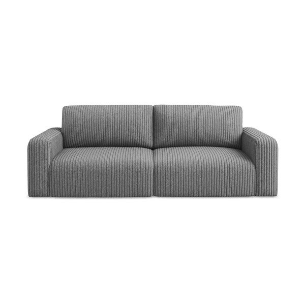 Pilkos spalvos sulankstoma/su sandėliavimo vieta sofa iš kordinio velveto 252 cm Kona – Makamii