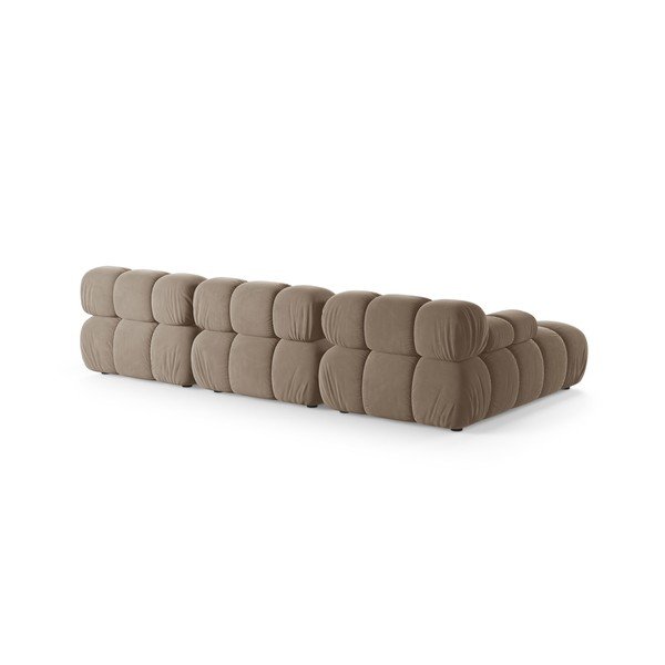 Smėlio spalvos modulinė kampinė sofa iš velveto (su kairiuoju kampu/su gultu) – Micadoni -image-3