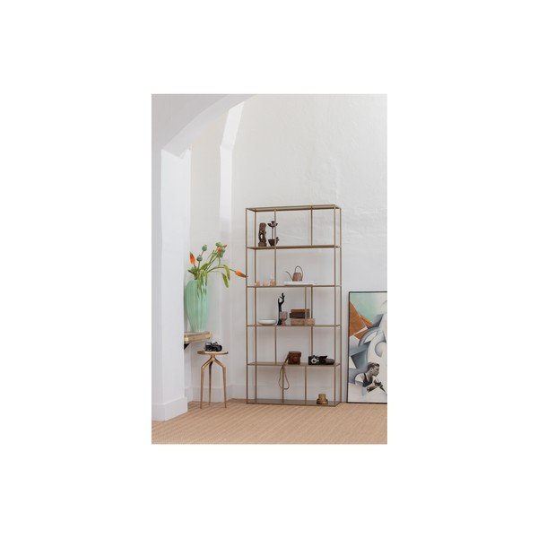 Knygų spinta iš metalo auksinės spalvos 90x196 cm Valued – BePureHome-image-1