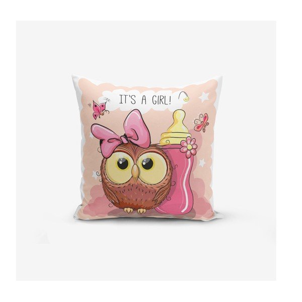 Vaikiškas pagalvės užvalkalas 43x43 cm Girl Owl – Mila Home