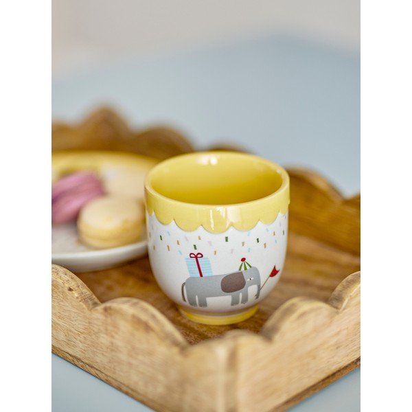 Geltonos spalvos/kreminės spalvos iš akmens masės vaikiškas puodelis 150 ml Celebrate – Bloomingville Mini-image-1