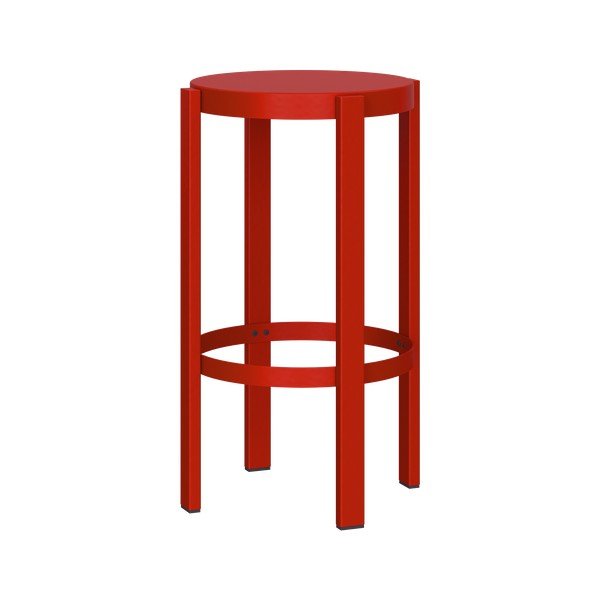 Raudonos spalvos iš plieno baro taburetė (sėdynės aukštis 65 cm) Doon – noo.ma