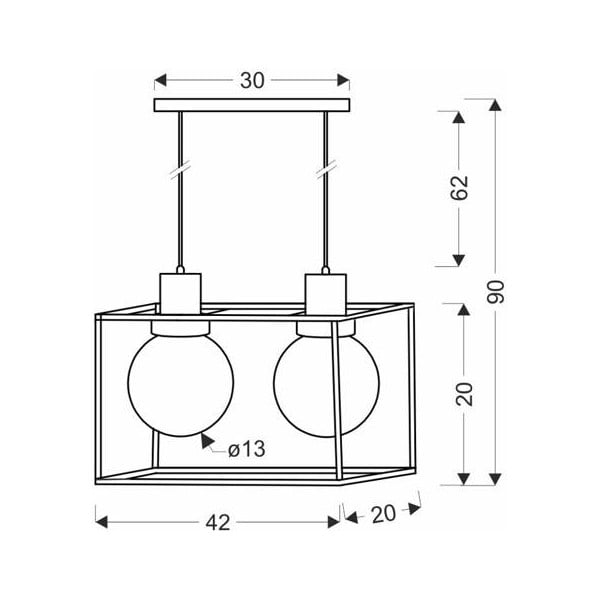 Juodas pakabinamas šviestuvas 20x42 cm Retro 2 - Candellux Lighting-image-1