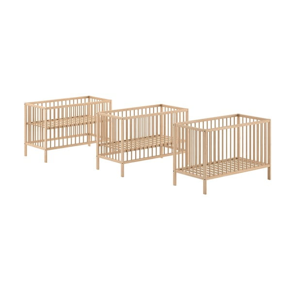 Vaikiška lova iš pušies masyvo natūralios spalvos 60x120 cm DINO – Vipack-image-2