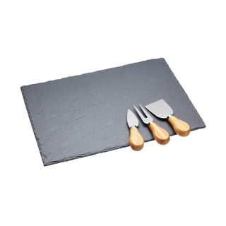 Sūrio peilių ir skalūno pjaustymo lentelės rinkinys Kitchen Craft, 35 x 25 cm