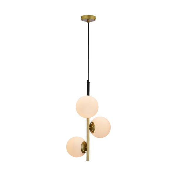 Aukso spalvos pakabinamas šviestuvas su stikliniu gaubtu 32,5x32,5 cm Duo - Candellux Lighting-image-1