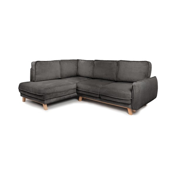 Iš kordinio velveto sulankstoma kampinė sofa pilkos spalvos (su kairiuoju kampu) Tori – Bonami Selection-image-2