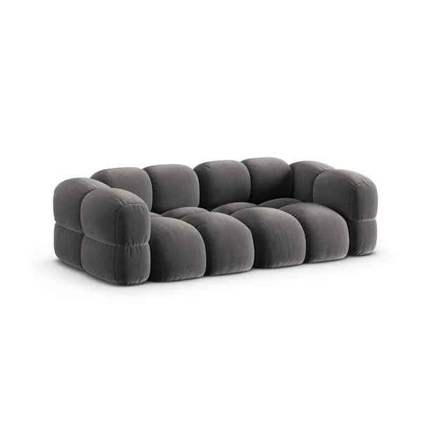 Pilkos spalvos iš velveto sofa 250 cm Loretto – Cosmopolitan Design-image-2