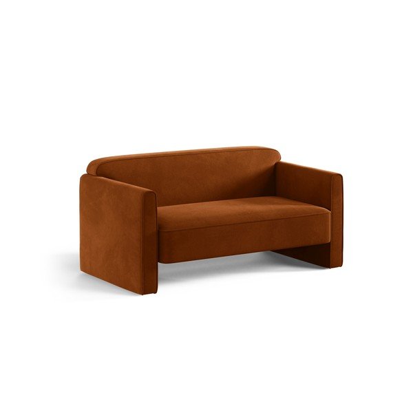 Terakotos spalvos iš velveto sofa 140 cm Abby – Micadoni -image-1