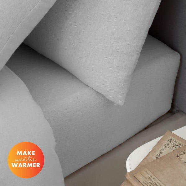 Pilka medvilninė paklodė 90x190 cm - Catherine Lansfield-image-4