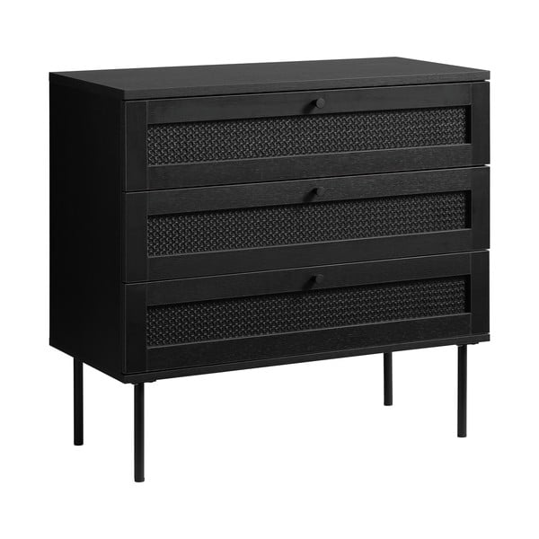 Juoda žema ąžuolinė komoda 80x75 cm Pensacola - Unique Furniture-image-2