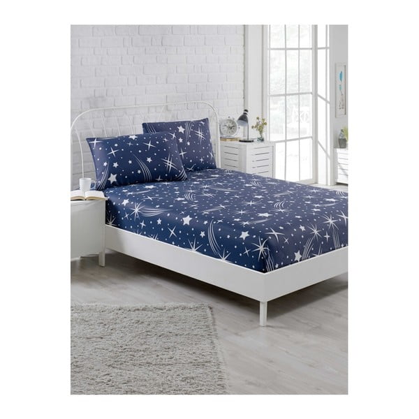 Elastingos paklodės ir užvalkalo komplektas viengulėlei lovai "Clementino Starro", 100 x 200 cm