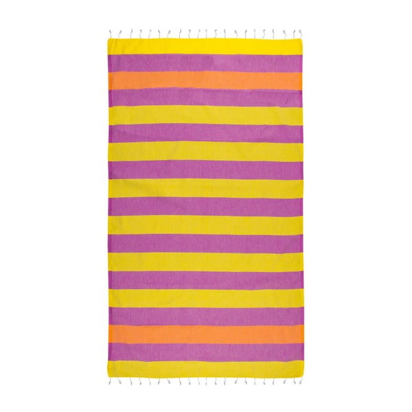 Rožinės ir geltonos spalvos Hamamo vonios rankšluostis "Lust", 95 x 175 cm