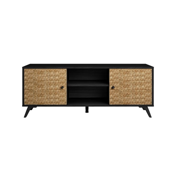 Juodas TV staliukas iš egzotinės medienos 136x53 cm Hanoi - Marckeric