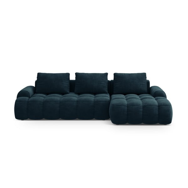 Smaragdinės spalvos iš velveto sulankstoma/su sandėliavimo vieta kampinė sofa (su dešiniuoju kampu/su gultu) Linz – Cosmopolitan Design