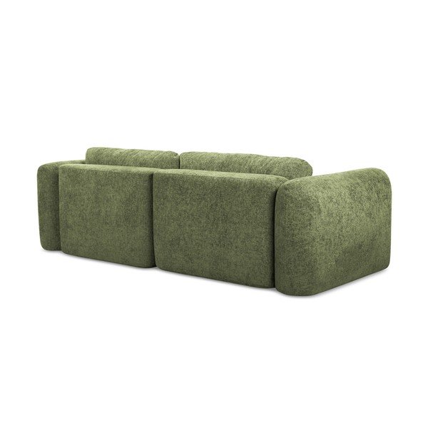 Žalios spalvos iš šenilinio audinio sulankstoma/su sandėliavimo vieta kampinė sofa (su kairiuoju kampu/su gultu) Mele – Makamii-image-3