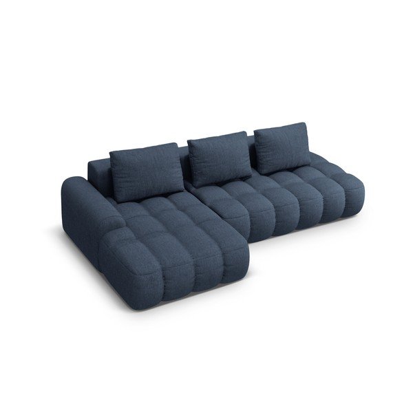 Tamsiai mėlynos spalvos sulankstoma/su sandėliavimo vieta kampinė sofa (su kairiuoju kampu/su gultu) Linz – Cosmopolitan Design-image-3