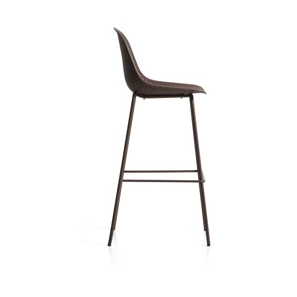 Rudos spalvos metalinė/plastikinė sodo baro taburetė Quinby – Kave Home-image-4