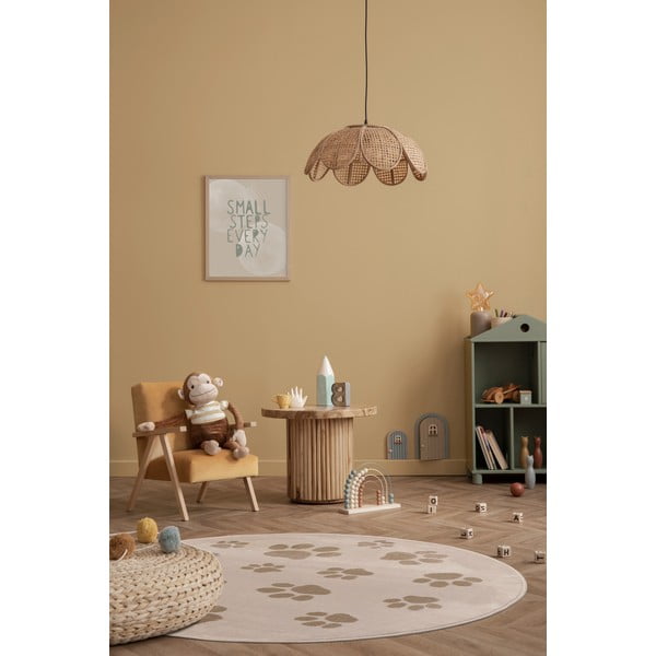 Smėlio spalvos vaikiškas kilimas ø120 cm Paws Light Beige – FD-image-1