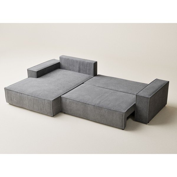 Pilkos spalvos sulankstoma/su sandėliavimo vieta kampinė sofa iš šenilinio audinio (su kairiuoju kampu/su gultu) Maze – Maison de Rêve-image-4