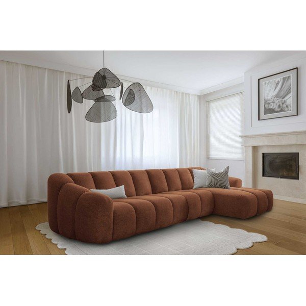 Terakotos spalvos kampinė sofa (su dešiniuoju kampu/su gultu) Shell – Miuform-image-1