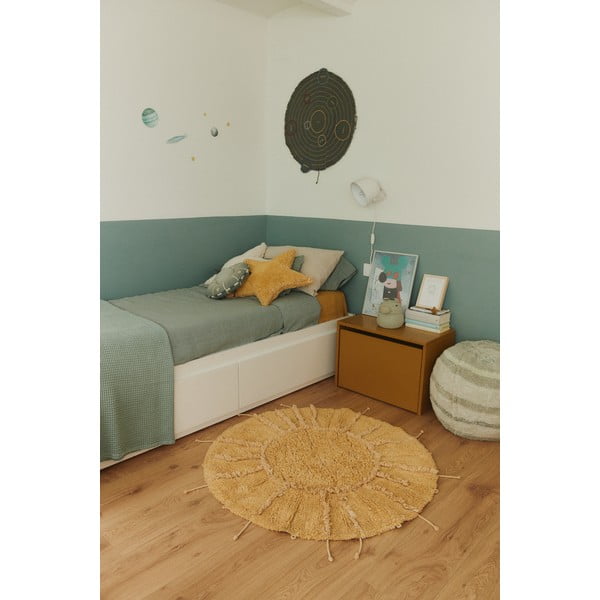 Skalbiamas/rankų darbo garstyčių spalvos iš medvilnės apvalios formos kilimas ø 100 cm Solar Multishape – Lorena Canals-image-3