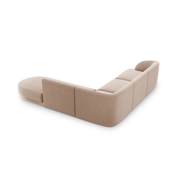 Kampinė sofa smėlio spalvos iš velveto (su dešiniuoju kampu) Miley  – Micadoni Home-image-4
