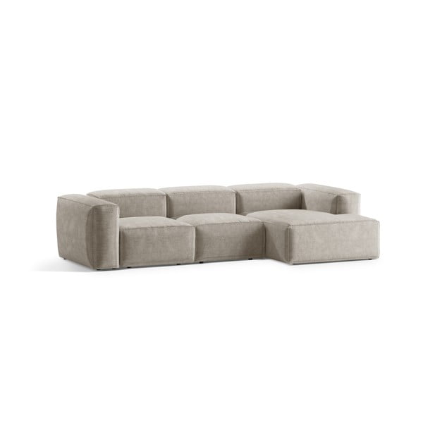 Smėlio spalvos iš kordinio velveto kampinė sofa (su dešiniuoju kampu/su gultu) Bergamo – Cosmopolitan Design-image-2