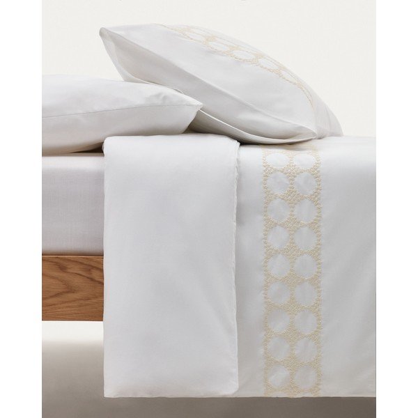 Paklodė baltos spalvos iš medvilninio perkelio su guma 180x200 cm Teia – Kave Home-image-3