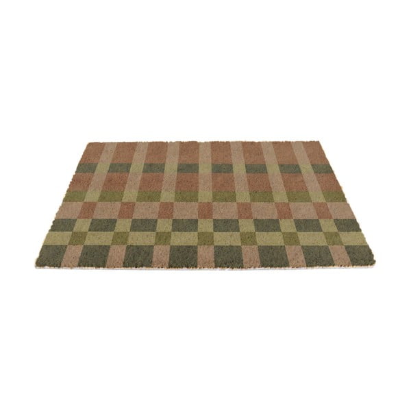 Iš kokoso pluošto grindų kilimėlis 40x60 cm Pink and Blue Check – Artsy Doormats