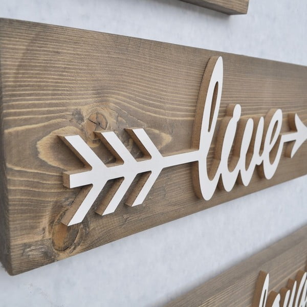 3 medinių sienų dekoracijų rinkinys White Love-image-2