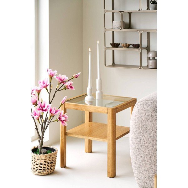 Šoninis stalas su stikliniu stalviršiu 40x40 cm Lourmarin – House Nordic-image-1