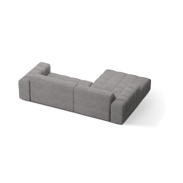 Pilkos spalvos kampinė sofa iš šenilinio audinio (su kairiuoju kampu/su gultu) Chicago – Cosmopolitan Design-image-2