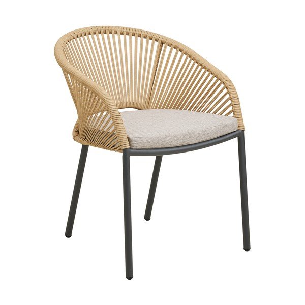 Smėlio spalvos metalinė/paminkštinto audinio sodo kėdė Novella – House Nordic