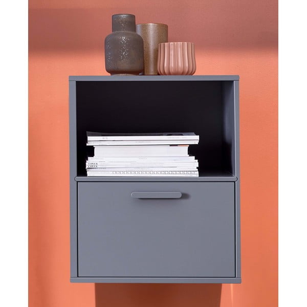 Pilkos spalvos sieninis naktinis staliukas Keep by Hammel-image-1