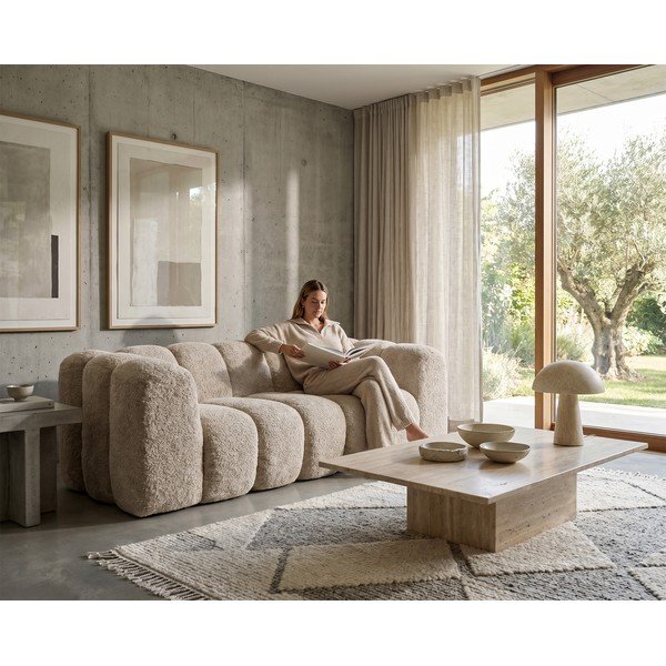 Smėlio spalvos sofa 214 cm Gajos – Marckeric-image-1