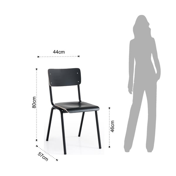 Juodos valgomojo kėdės, 2 vnt. Old School - Tomasucci-image-4