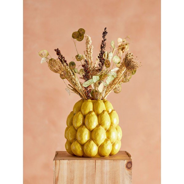 Geltonos spalvos iš akmens masės dažyta rankomis vaza (aukštis 22 cm) Limone – Bloomingville-image-1
