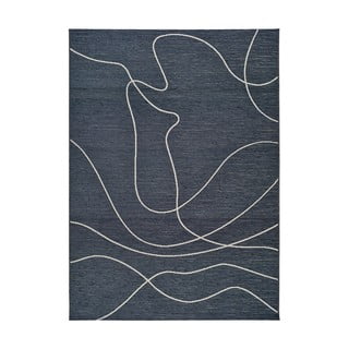 Tamsiai mėlynas lauko kilimėlis su medvilne Universal Doodle, 154 x 230 cm