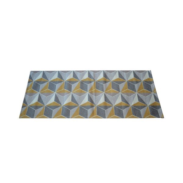 Floorita Dice Ochra pilkos ir geltonos spalvos kilimėlis, 60 x 240 cm-image-1