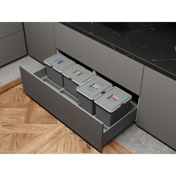 Plastikinė šiukšliadėžė rūšiuotoms atliekoms/įmontuota 15 + 15 l Metropolis - Elletipi-image-1