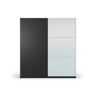 Juoda spinta su veidrodžiu ir stumdomomis durimis 200x215 cm Lisburn - Cosmopolitan Design