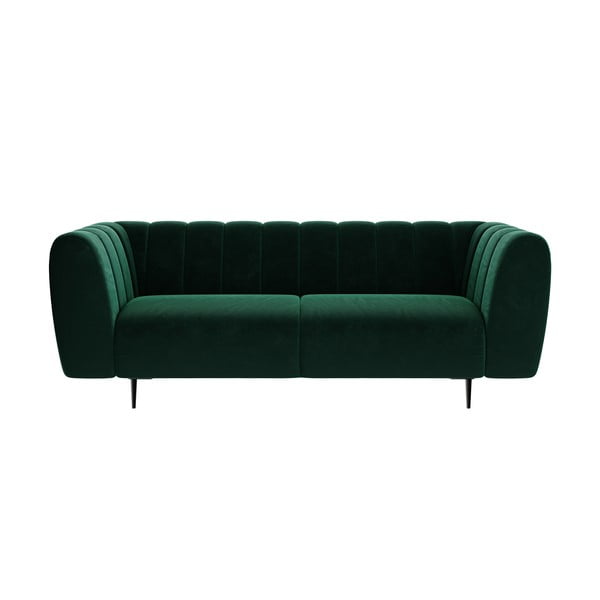 Tamsiai žalia aksominė sofa Ghado Shel, 210 cm